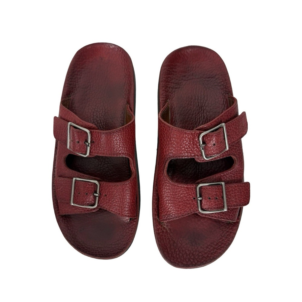 Walk the Walk by Ana-Tech Wom 7.5 EU 38 Red Pebbled Leather Buckle Slide Sandal